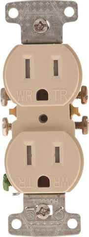 Self Grounding And Tamper Proof Duplex Receptacle 15 Amps Ivory