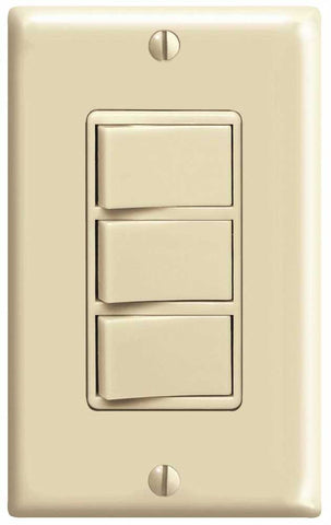 Decora Commercial Grade Combo Three Rocker Switch Ivory