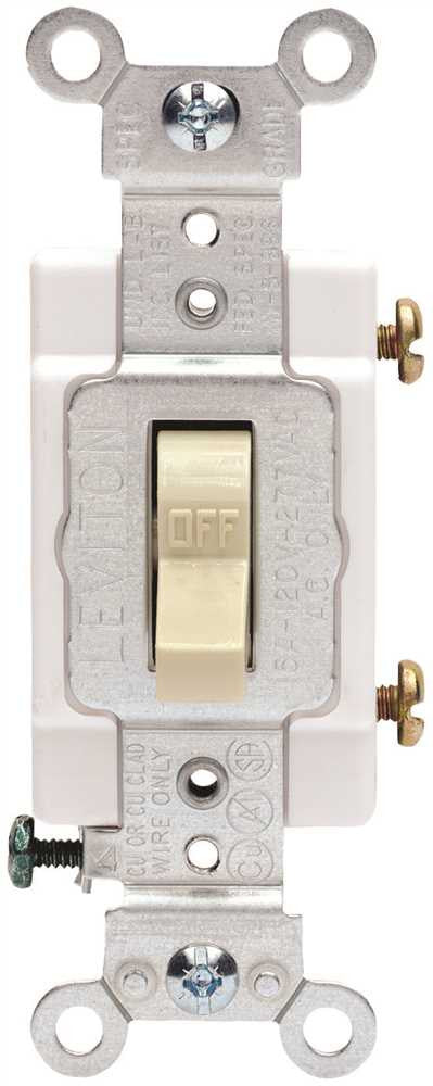 Leviton&reg; 1-pole Commercial Grade Ac Quiet Toggle Switch, Ivory, 120 - 277 Volts, 20 Amps