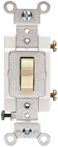 Leviton&reg; 1-pole Commercial Grade Ac Quiet Toggle Switch, Ivory, 120 - 277 Volts, 20 Amps