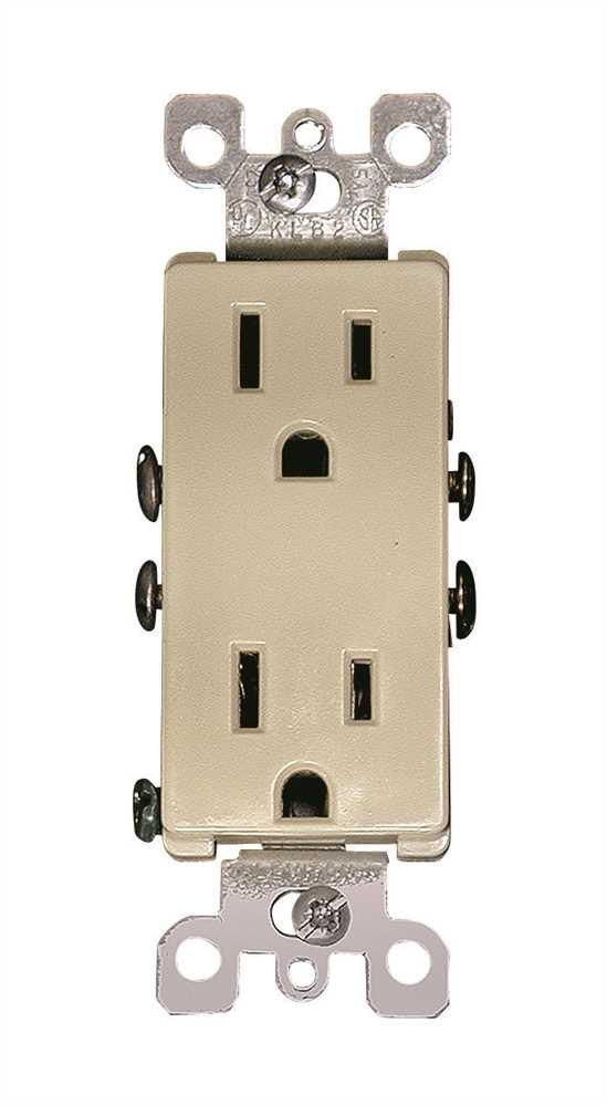 Leviton&reg; Decora&reg; 2-pole Residential Grade Duplex Receptacle, White, Nema 5-15r, 125 Volts, 15 Amps