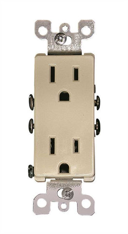 Leviton&reg; Decora&reg; 2-pole Residential Grade Duplex Receptacle, White, Nema 5-15r, 125 Volts, 15 Amps