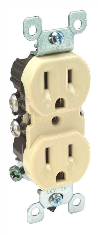 Leviton&reg; 2-pole Residential Grade Co-alr Duplex Receptacle, Ivory, Nema 5-15r, 125 Volts, 15 Amps