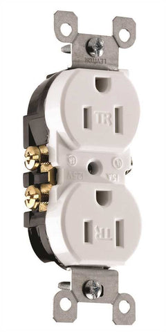 Leviton&reg; 2-pole Tamper-resistant Duplex Receptacle, White, Nema 5-15r, 125 Volts, 15 Amps