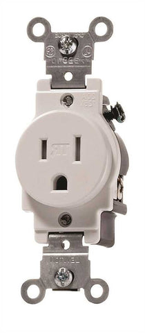 Tamper Proof Single Pole Receptacle 15 Amps White