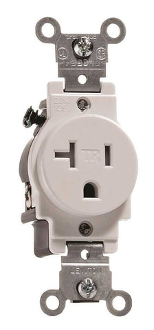 Tamper Proof Single Pole Receptacle 20 Amps White