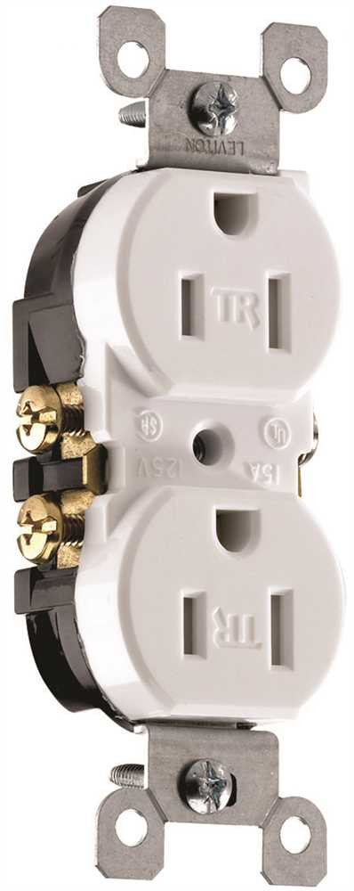 Leviton&reg; 2-pole Residential Grade Weather & Tamper-resistant Duplex Receptacle, White, Nema 5-15r, 125 Volts, 15 Amps