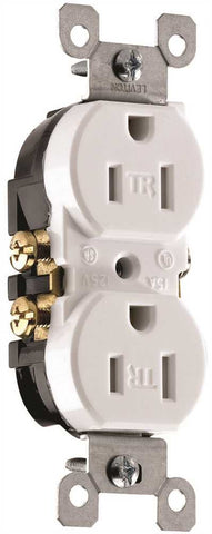 Leviton&reg; 2-pole Residential Grade Weather & Tamper-resistant Duplex Receptacle, White, Nema 5-15r, 125 Volts, 15 Amps