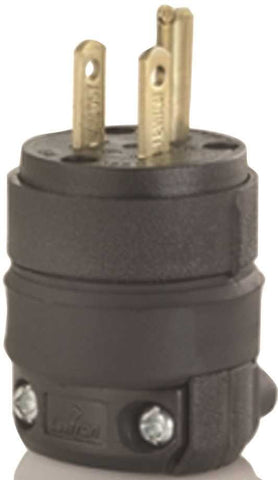 Leviton&reg; 2-pole Residential Grade Rubber Male Plug, Straight Blade, Nema 5-15p, 125 Volts, 15 Amps