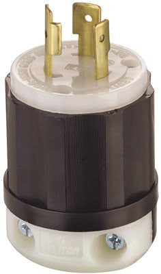 Leviton Industrial Grade Extra Heavy-duty Locking Male Plug, 20 Amp, Double Pole, 3 Wire, Black And White