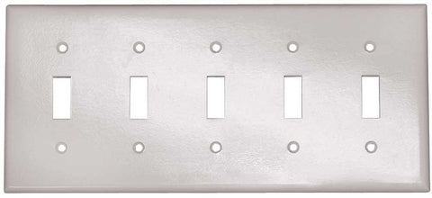 Switch Toggle 5 Gang Wallplate White