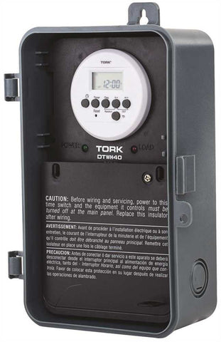 Tork Digital Water Heater Time Switch With Push Button, Double Pole, 240 Volt, 40 Amp