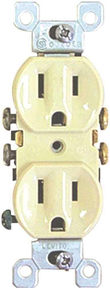 Preferred Industries&trade; Duplex Receptacle, 15 Amps, 125 Volts, Ivory