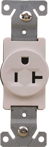 Single Receptacle 20 Amps 125 Volts White