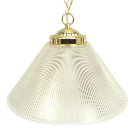 Prismatic Cone Acrylic Pendant Ceiling Fixture, Maximum 60 Watt Incandescent G40 Medium Base Bulb, 14 In., Polished Brass