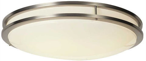 Flush Mount Ceiling Fixture With One 32 Watt And One 40 Watt Circline Type Fluorescent Lamp, 24 In., Stainless Trim