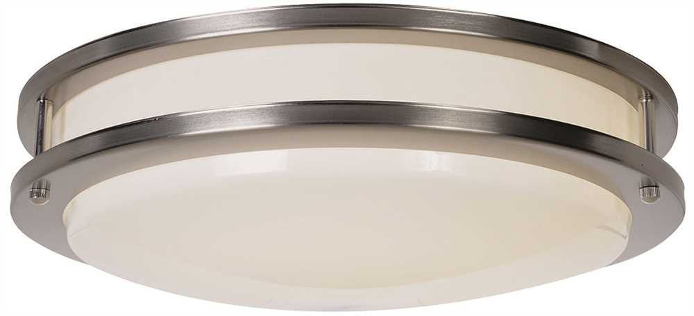 Flush Mount Ceiling Fixture With Stainless Trim, 15 X 4-3-4 In., Satin