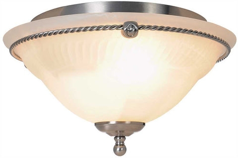 Torino Flush Mount Ceiling Fixture, Maximum Two 60 Watt Incandescent Medium Base Bulbs, 14 In., Brushed Nickel