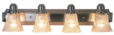 Decorative Vanity Fixture, Maximum Four 60 Watt Incandescent Medium Base Bulbs, 30 In., Brushed Nickel