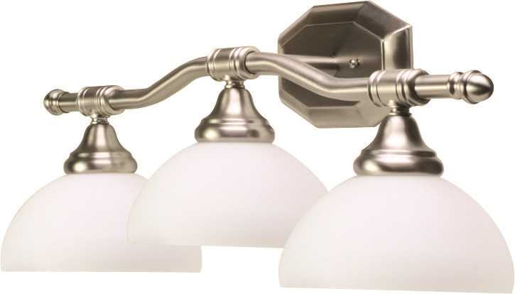 Decorative Vanity Fixture, Maximum Three 60 Watt Incandescent Medium Base Bulbs, 24 In., Brushed Nickel