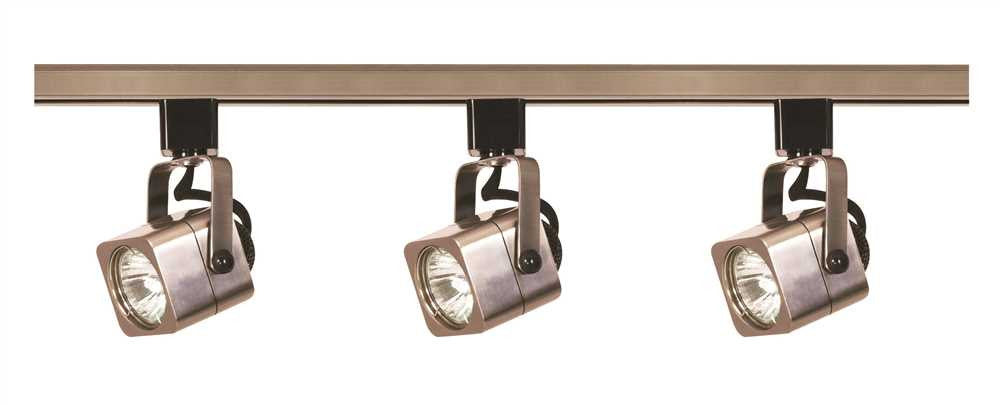 Nuvo&reg; 3-light Mr16 Square Track Lighting Fixture, Brushed Nickel, 48 X 3.75", Uses 3 50-watt Gu10 Base Lamps