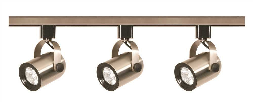 Nuvo&reg; 3-light Mr16 Round Back Track Lighting Fixture, Brushed Nickel, 48 X 3.75", Uses 3 50-watt Gu10 Base Lamps