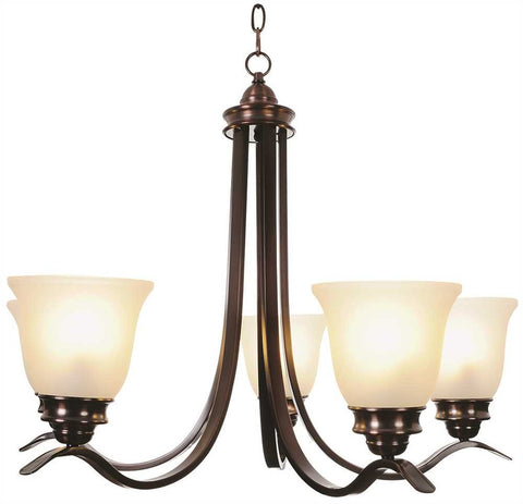 Sanibel&trade; Chandelier Ceiling Fixture With Five 13 Watt Compact Type Fluorescent Lamps, 27-1-2 In., Oil Rubbed Bronze