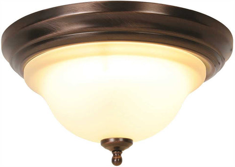 Wellington&trade; Flush Mount Ceiling Fixture With One 40 Watt Compact Type Fluorescent Lamp, 13-3-4 In., Oil Rubbed Bronze