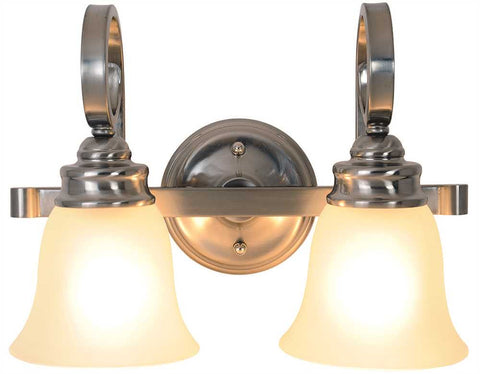 Sanibel&trade; Vanity Light Fixture, Maximum Two 60 Watt Incandescent Medium Base Bulbs, 15-1-2 In., Brushed Nickel