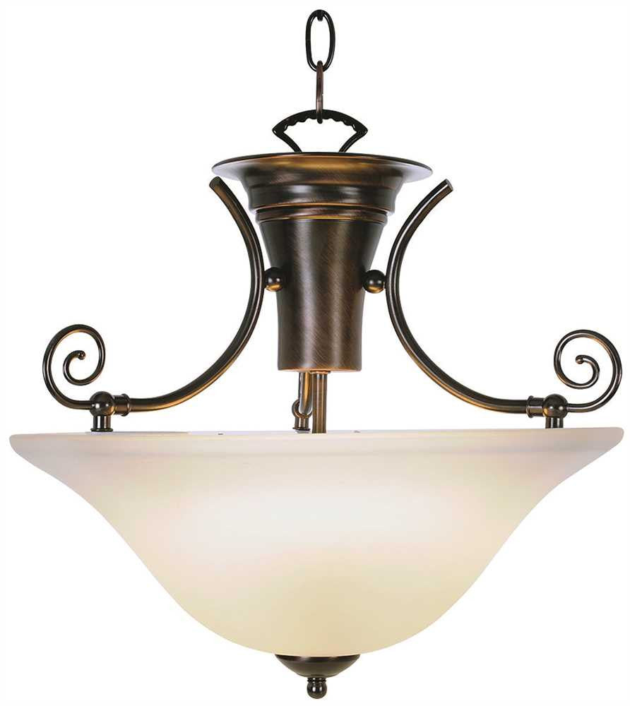 Wellington&trade; Pendant Ceiling Fixture, Maximum Three 60 Watt Incandescent Medium Base Bulb, 16-1-4 In., Oil Rubbed Bronze