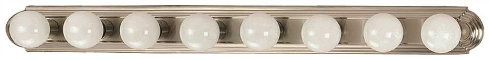 Beveled Edge Vanity Fixture, 8 Light For Maximum 60 Watt G-25 Incandescent Medium Base Bulbs, 48 In. Wide, Brushed Nickel