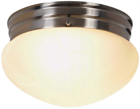 Contemporary Flush Mount Ceiling Fixture With Two 13 Watt Gu24 Type Fluorescent Lamps, 9-1-2 In., Brushed Nickel