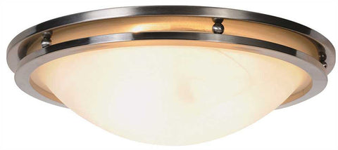 Contemporary Flush Mount Ceiling Fixture, Maximum Three 60 Watt Incandescent Medium Base Bulbs, 17-5-8 In., Brushed Nickel