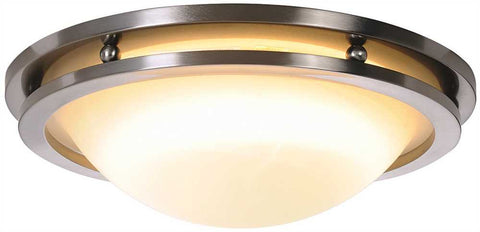 Contemporary Flush Mount Ceiling Fixture With One 22 Watt Circline Type Fluorescent Lamp, 14 In., Brushed Nickel