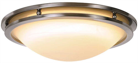 Contemporary Flush Mount Ceiling Fixture With One 32 Watt Circline Type Fluorescent Lamp, 17-5-8 In., Brushed Nickel