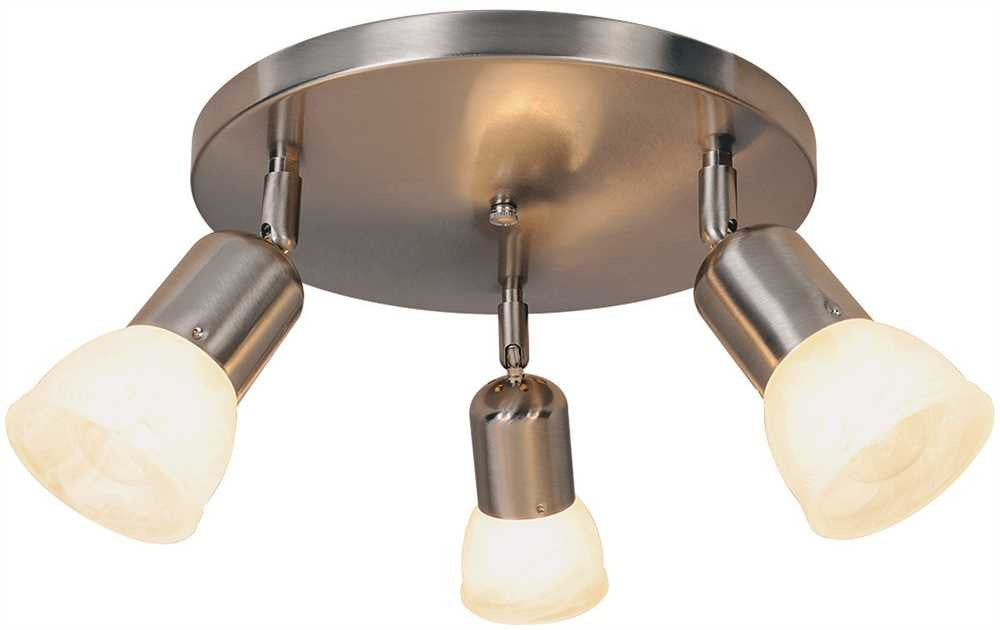 Contemporary Canopy Ceiling Fixture, Maximum Three 60 Watt Incandescent Medium Base Bulbs, 11 In., Brushed Nickel