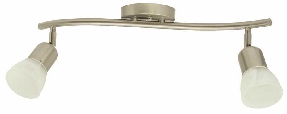 Contemporary Flush Mount Ceiling Fixture, Maximum Two 60 Watt Incandescent Medium Base Bulbs, 19 In., Brushed Nickel