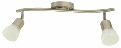 Contemporary Flush Mount Ceiling Fixture, Maximum Two 60 Watt Incandescent Medium Base Bulbs, 19 In., Brushed Nickel