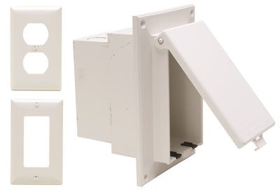 Low Profile In Box Old Work Recessed Electrical Box White Cover