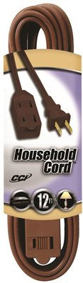 Household Cube Tap Extension Cord, 16-2, 12 Ft., Brown