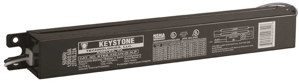 Keystone Technologies T12 Fluorescent Ballast, Electronic Rapid Start, 120 Volt, 50-60 Hz, 2 Lamp