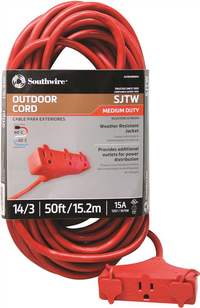 Outdoor-indoor Triple Outlet Power Block 14-3 50 Ft.