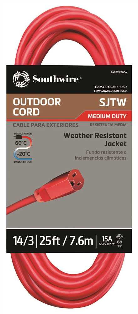 Vinyl Outdoor Sjtw Extension Cord, 14-3, 25', Red