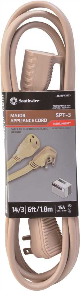 Flat Appliance Extension Cord 15a 125v 14-3 Spt 3 6 Ft.