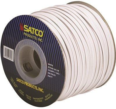 Satco&reg; Vinyl Lamp Zip Cord, 18-2, White, 250' Per Roll