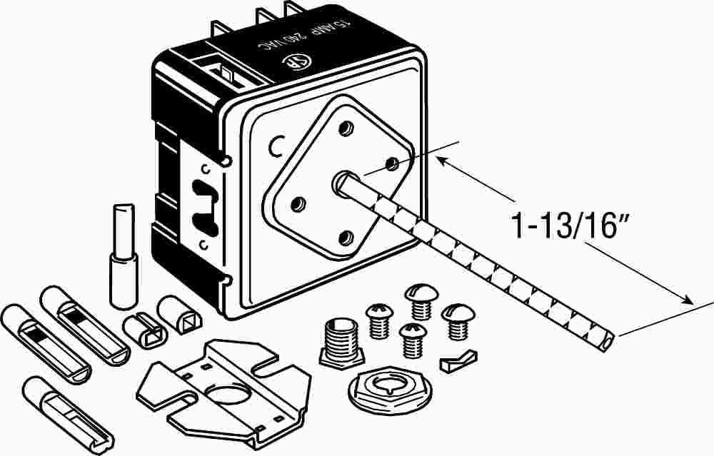 Robertshaw&reg; Uni-kit&reg; Universal Electric Range Infinite Switch, Non Push To Turn, Adjustable Shaft