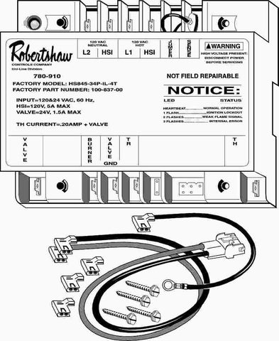 Robertshaw&reg; Uni-kit&reg; Universal Hot Surface Ignition Module, 120 Volts