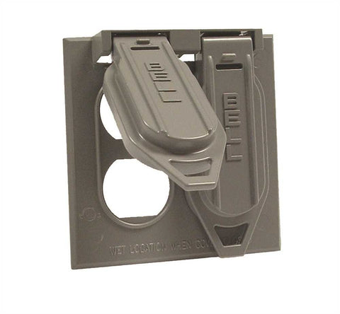 Hubbell Weatherproof Cover Double Gang Duplex Receptacle Gray