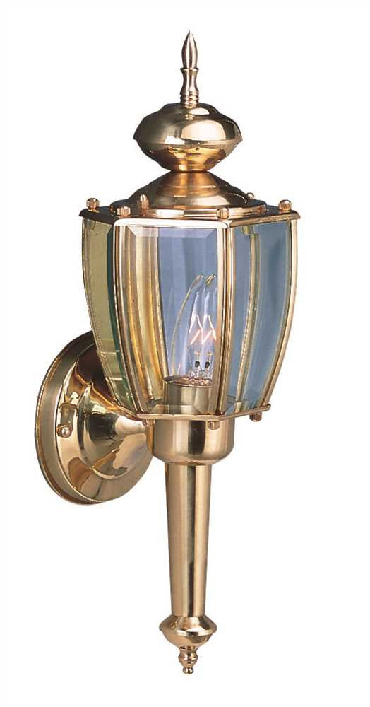 Outdoor Wall Lantern, Clear Beveled Glass, Polished Brass, 5-1-2 X 16 X 5-3-4 In., Uses (1) 100-watt Medium Base Lamp*