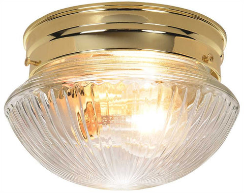 Royal Cove Ribbed Mushroom Shaped Ceiling Fixture, 6", Polished Brass, Uses 1 60-watt Incandescent Medium Base Bulb